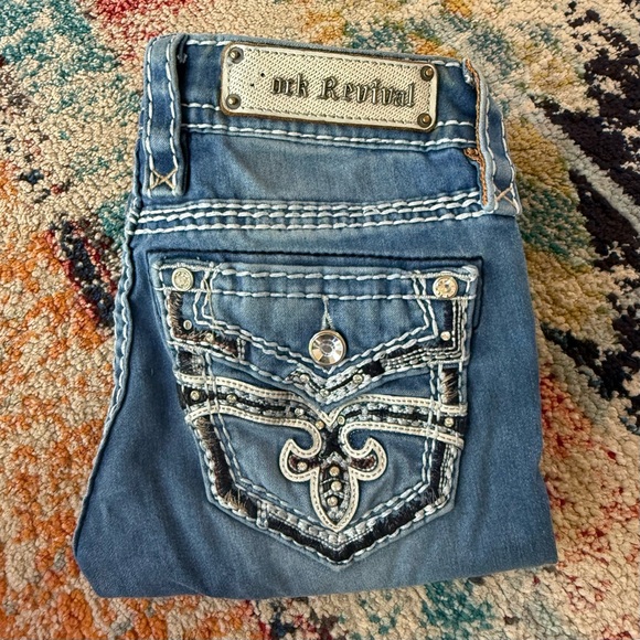 Rock Revival Denim - Rock Revival Arisa Rhinestone Embellished Straight Leg Jeans
